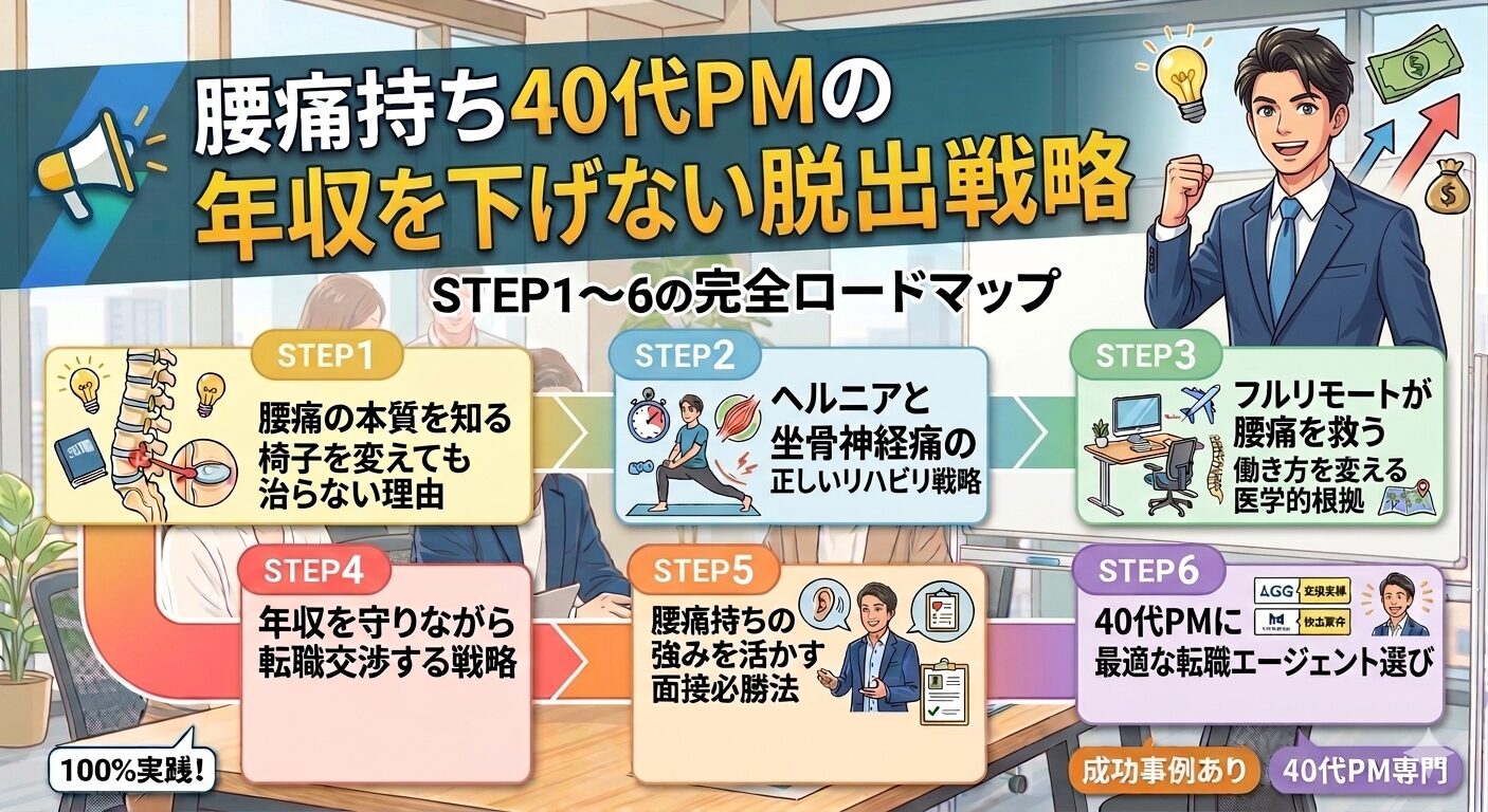 腰痛持ち40代PMの年収を下げない脱出戦略｜STEP1〜6の完全ロードマップ