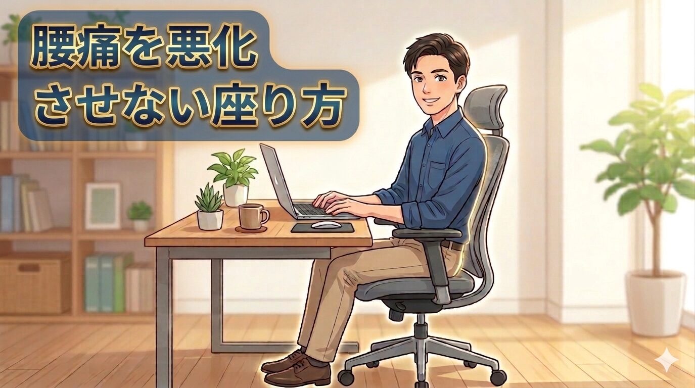 腰痛を悪化させない座り方｜デスク・電車・ソファ・車・床、全シーン別の正しい姿勢ガイド