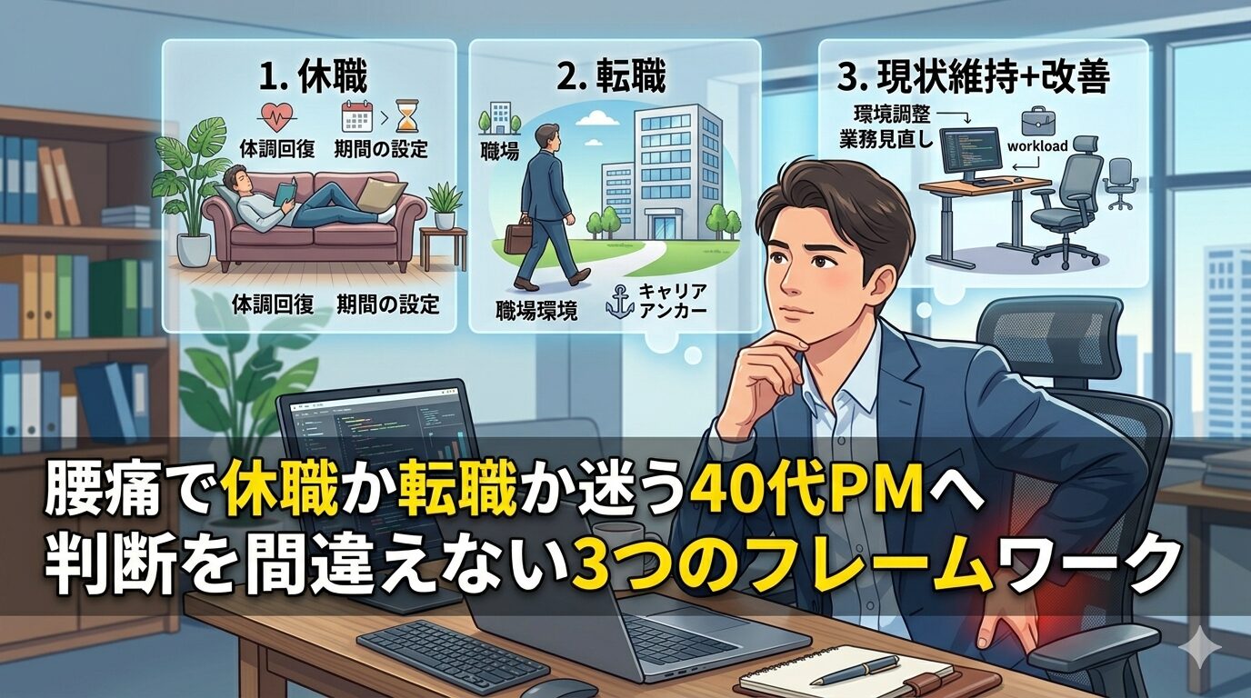 腰痛で休職か転職か迷う40代PMへ｜判断を間違えない3つのフレームワーク